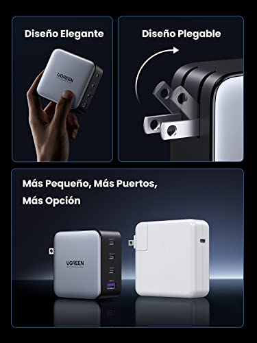 UGREEN Nexode 100W Cargador USB C GAN con 4 Puertos Cargador Tipo C Cargador PD Admite PPS Compatible con Samsung Galaxy S23 S22 Ultra, S23 S22+, iPhone 14 13 12 SE, Xiaomi Mi12 MacBook Pro iPad Air